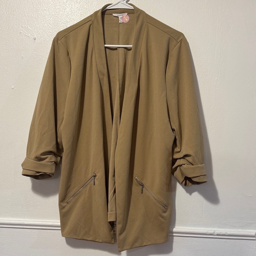 Maurices Ever Go Open-Front Blazer Jacket in Camel Tan